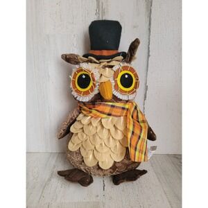Halloween weighted sitting owl top hat bird fall scarf felt plush stuffed animal